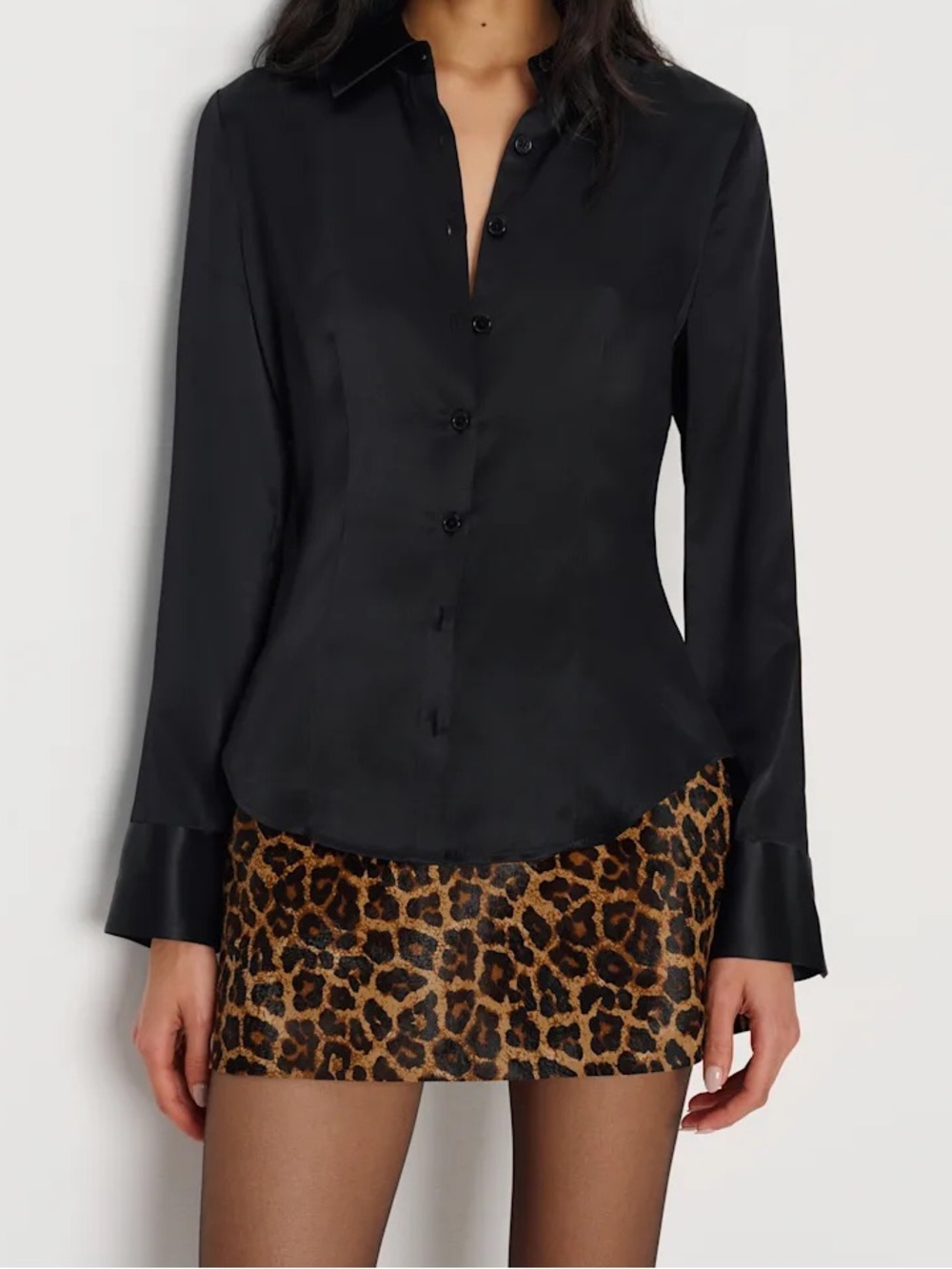 Raya Fitted Silk Shirt Black